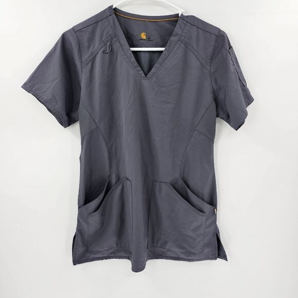 Carhartt xs scrub top womens work shirt tshirt gray charcoal - Picture 1 of 4